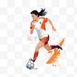 卡通女孩加油图片_加油女足女足卡通运动足球