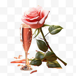 香槟鲜花玫瑰免扣元素装饰素材