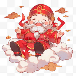 衣服的简笔画图片_新年财神祥云卡通手绘元素