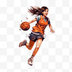 篮球运动员图片_投篮篮球女孩女篮立体风篮球运动