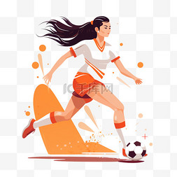 女孩加油女足卡通运动足球