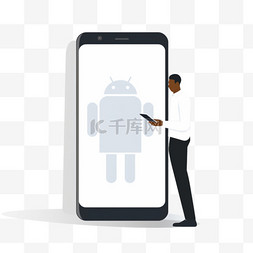 android小图片_使用白色Android智能手机的人
