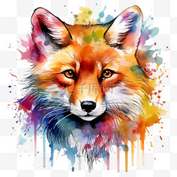 色彩几何动物图片_手绘色彩狐狸动物免扣元素装饰素