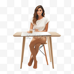 坐在桌子前面的女人