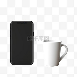 iphone7字图片_白色桌子上的白色陶瓷杯旁边是黑