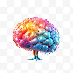 大脑数字图片_色彩建模质感大脑免扣元素装饰素