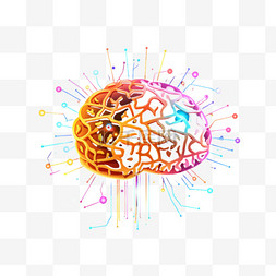 大脑数字图片_色彩线条大脑免扣元素装饰素材