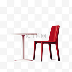 白桌子旁的红椅子