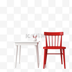 旁的图片_白桌子旁的红椅子