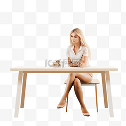 坐在桌子前面的女人