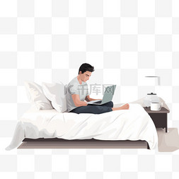 在床上使用笔记本电脑的人