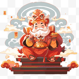 年画背景图片_新年年画财神卡通送福手绘元素