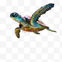 海龟写实动物元素立体免扣图案