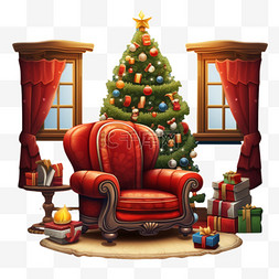 沙发圣诞房间元素立体免扣图案
