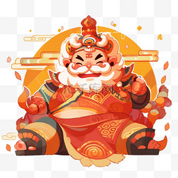 年画背景图片_新年年画财神送福手绘元素卡通