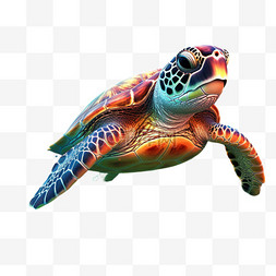 海龟和鳗鱼图片_海龟生动动物元素立体免扣图案