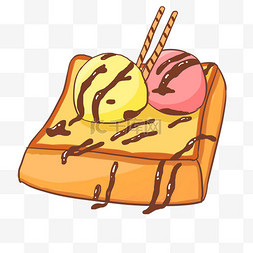 面包冰淇淋图片_手绘卡通冰淇淋吐司