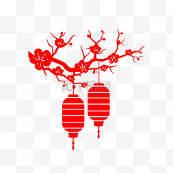 红色喜庆中国年图片_手绘卡通窗花剪纸元素新年春节红
