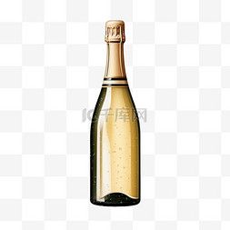 香槟简洁酒瓶免扣元素装饰素材