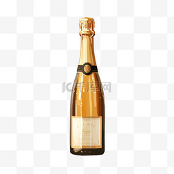 香槟简单酒瓶免扣元素装饰素材