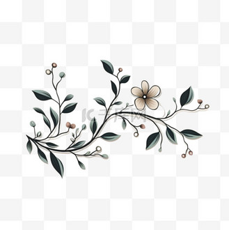 花枝线条手绘免扣元素装饰素材