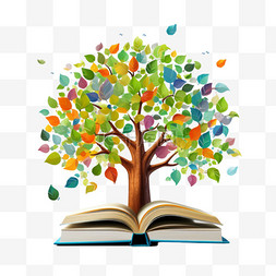 树木知识书本免扣元素装饰素材