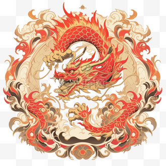 棱背龙图片素材_金色剪纸手绘元素生肖龙