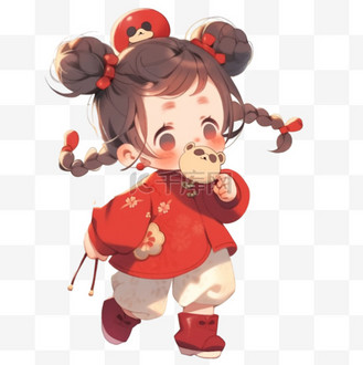 中国娃娃新年卡通手绘元素