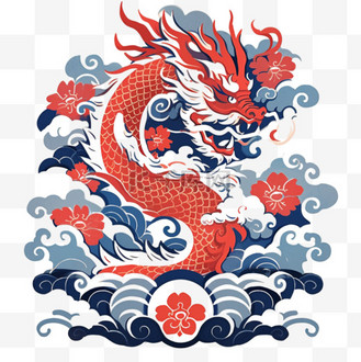 元素生肖龙彩色元素国潮风手绘个人vip和企业vip免费下载免抠元素生肖