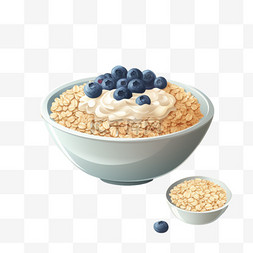 麦片蓝莓早餐免扣元素装饰素材