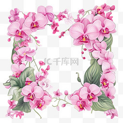 蝴蝶兰粉色花朵元素立体免扣图案
