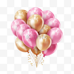 活动大气球图片_粉色气球几何元素立体免扣图案