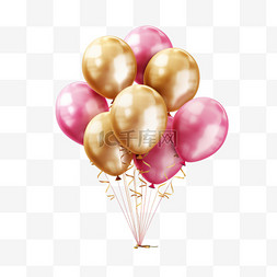 粉色矢量气球元素立体免扣图案