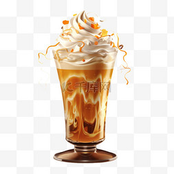 奶油咖啡冰淇淋元素立体免扣图案