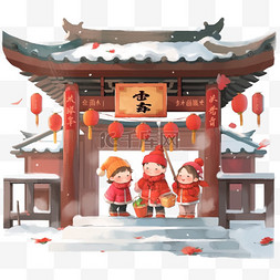 新年红灯笼节日卡通手绘元素