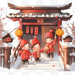 两边灯笼图片_新年节日手绘红灯笼卡通元素