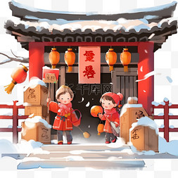 对联背景图片_新年节日卡通红灯笼手绘元素