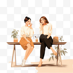 桌子前面图片_坐在桌子前面的两个女人