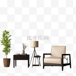 沙发绿植图片_家居绿植沙发元素立体免扣图案