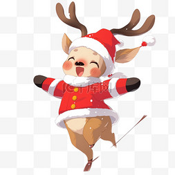 可爱圣诞节麋鹿图片_圣诞节小鹿圣诞卡通手绘元素