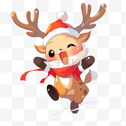 可爱圣诞节麋鹿图片_圣诞节圣诞小鹿卡通元素手绘