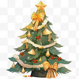 铃铛灯图片_圣诞树彩带礼物手绘元素节日