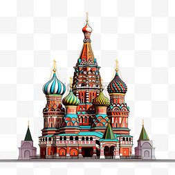 卡通装饰建筑图片_建筑卡通俄罗斯元素立体免扣图案