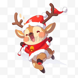 圣诞白色鹿图片_圣诞节卡通手绘元素圣诞小鹿