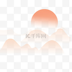 敬老重阳节图片_弥散风重阳节山峰夕阳