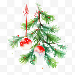 圣诞树装饰手绘元素节日