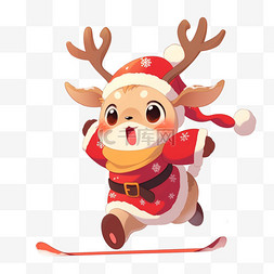 可爱麋鹿红色图片_卡通手绘圣诞节圣诞小鹿元素