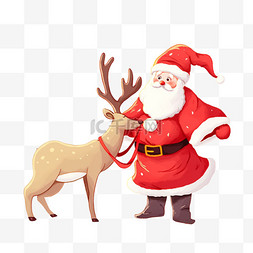 麋鹿背景图片_圣诞节卡通圣诞老人麋鹿手绘元素