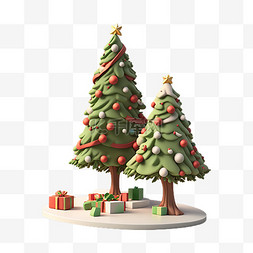 立体圣诞树图片_卡通黏土风立体圣诞树