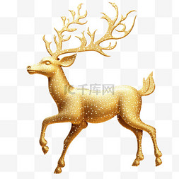 装饰鹿图片_圣诞节圣诞鹿金色立体质感元素